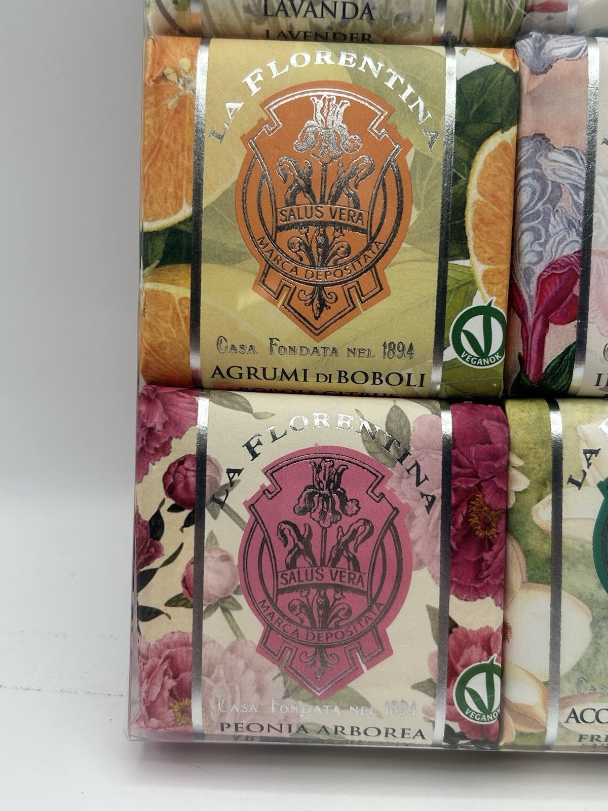 6 Pack La Florentina Bar Soap Peony Lavender Magnolia Iris Pomegranate Orange