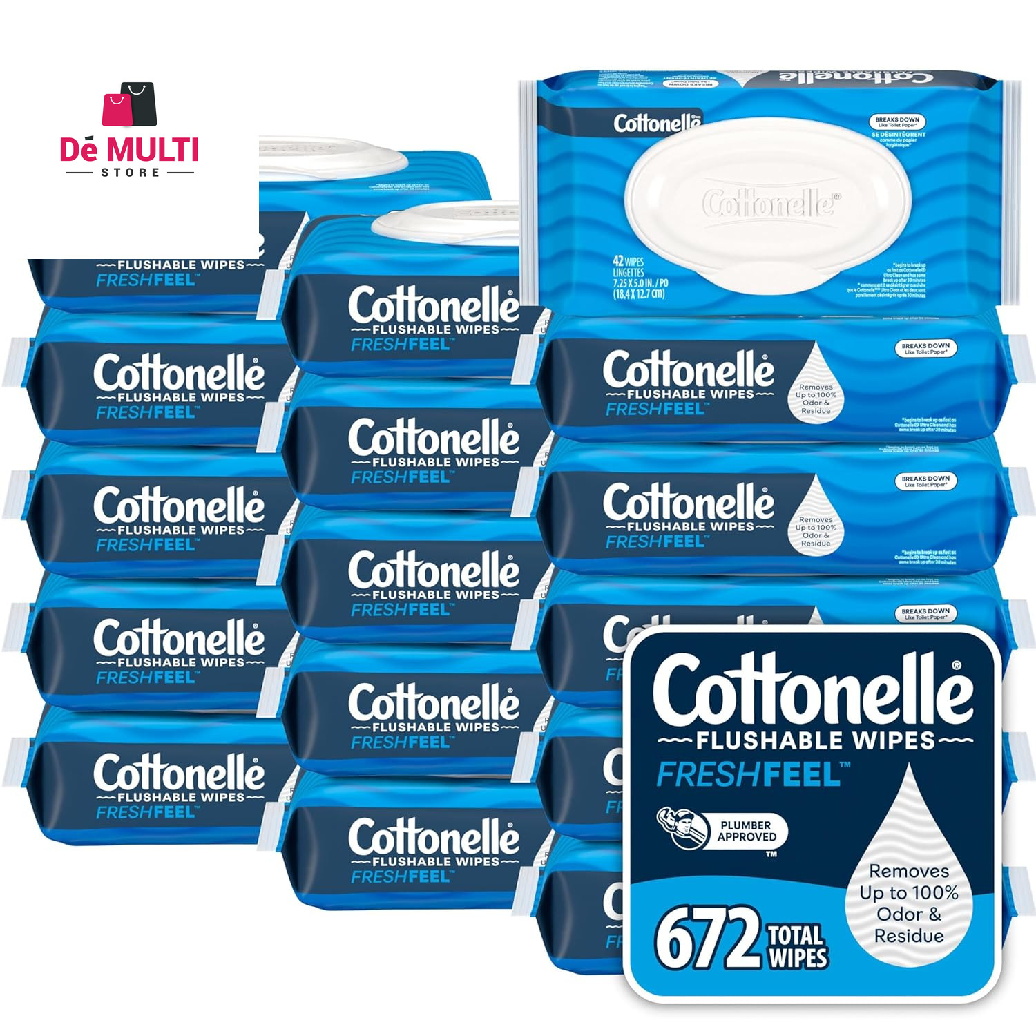 Cottonelle GentlePlus Flushable Wipes, 4 Flip-Top Packs, 42 Wipes per Pack