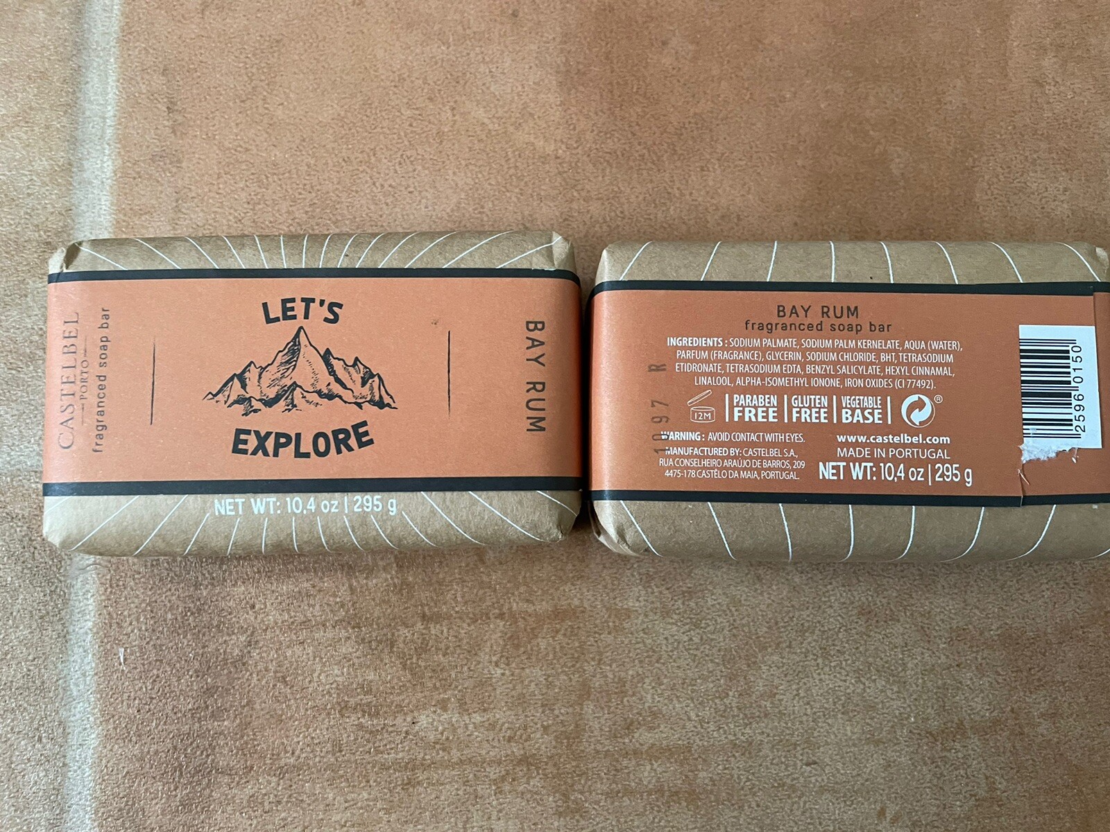 TWO Bay Rum Castelbel Porto Fragranced Soap Bar Portugal Vegetable 10.4oz NEW