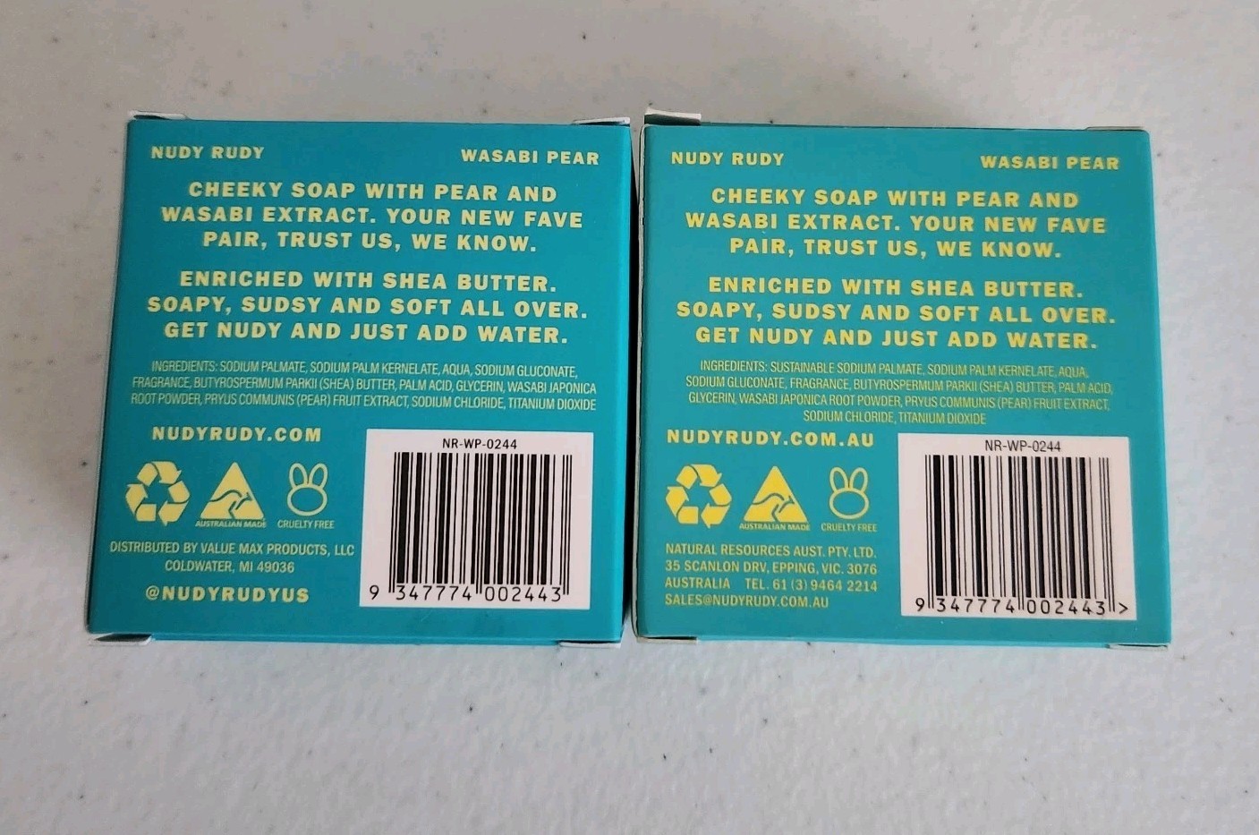 2x NUDY RUDY WASABI PEAR BODY BAR SOAP 4.2 OZ