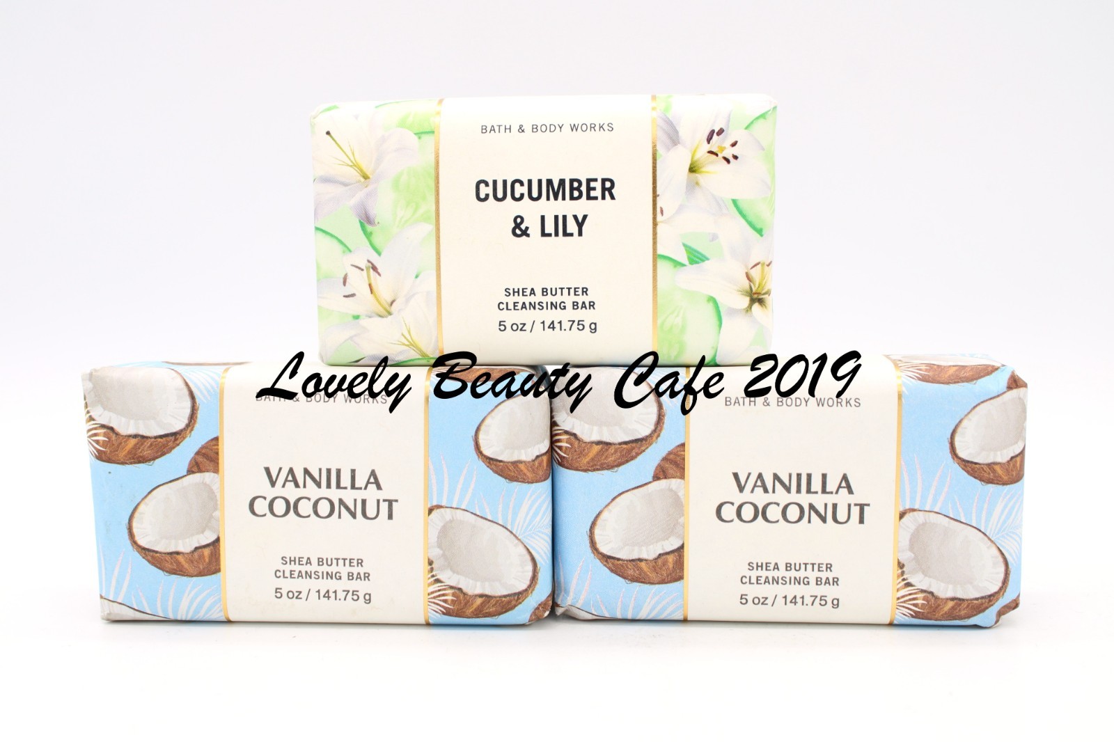 BATH & BODY WORKS/ (2) VANILLA COCONUT + (1) CUCUMBER & LILY /CLEANSING BAR SOAP
