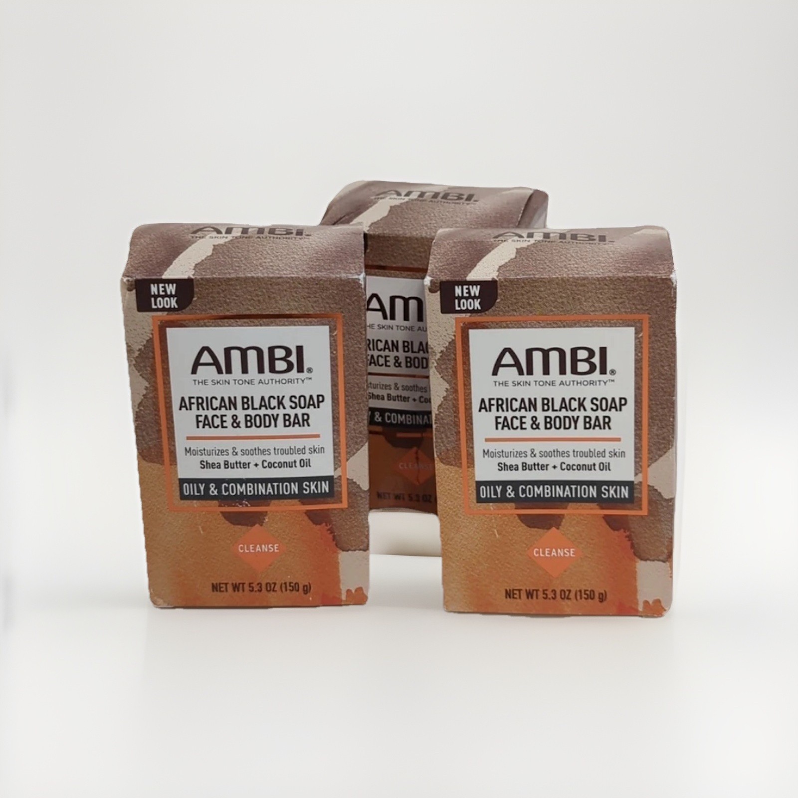 Ambi African Black Soap Face And Body Bar Nourishes Skin Pack Of 3
