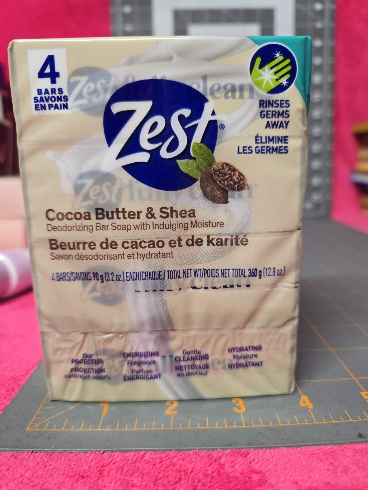 Zest Cocoa Butter & Shea Deodorizing Bar Soap W Moisture 4ct 3.2 Oz Each NIPS
