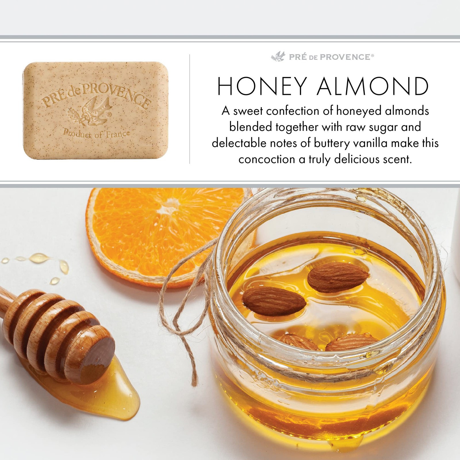 Honey Almond French Soap 8.8oz Exfoliating Moisturizing Luxury Gift Idea