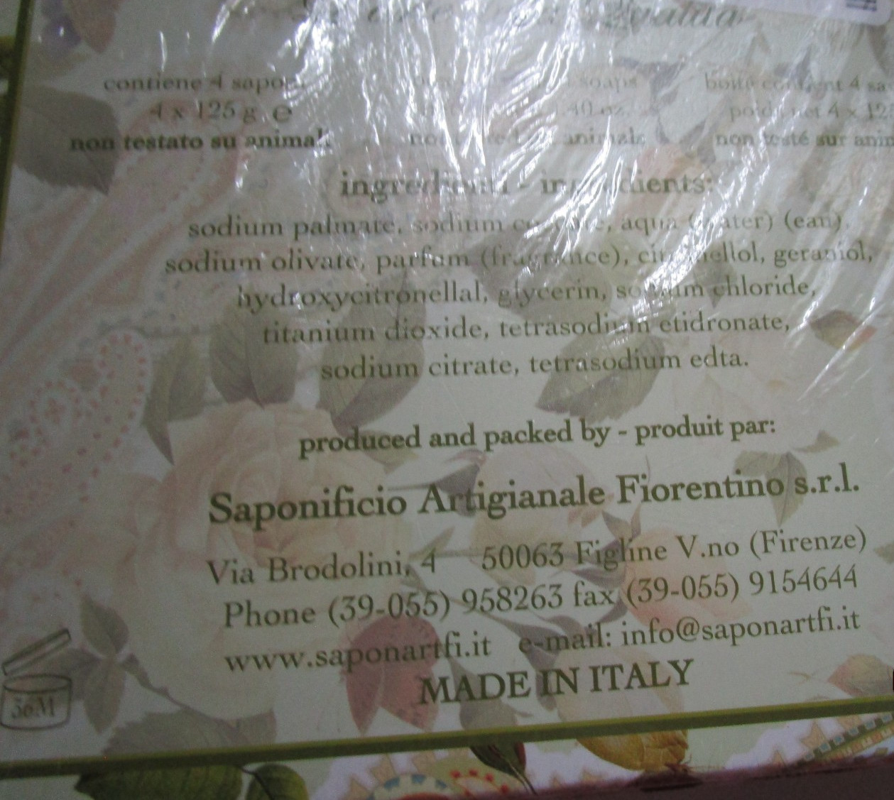 New SAPONIFICIO ARTIGIANALE FIORENTINO Cherub Box of 4 Soap Bars 4.40 oz each