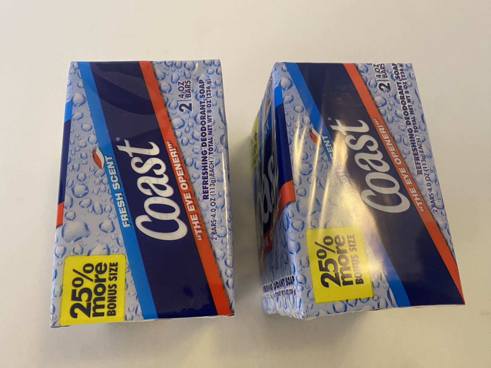 Coast Deodorant Soap Bar Fresh Scent 4.12 oz Each Eye Opener Pack – 4 Bars Total