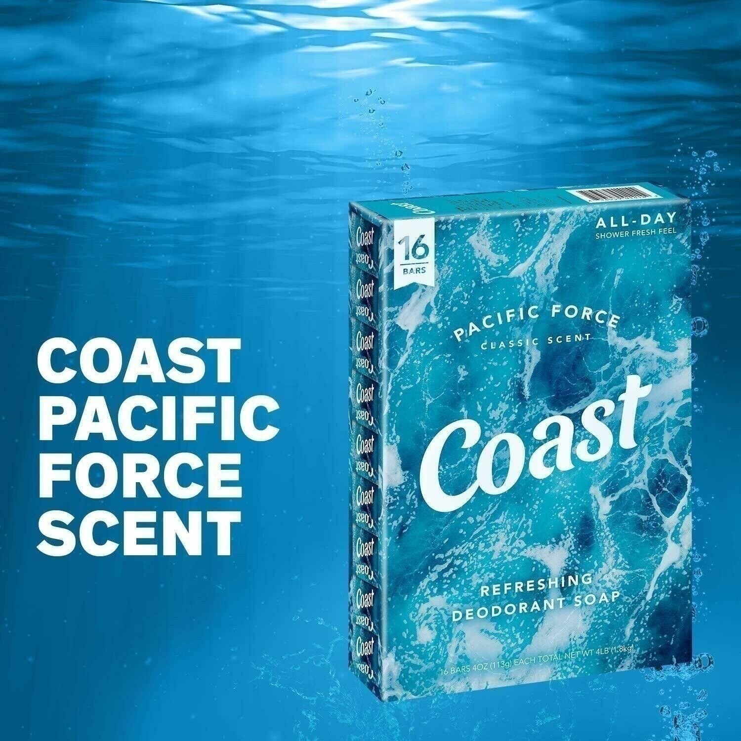 Coast Classic Original Scent Bar Soap – 4 Ounce 16 Bars, 4 Fl Oz