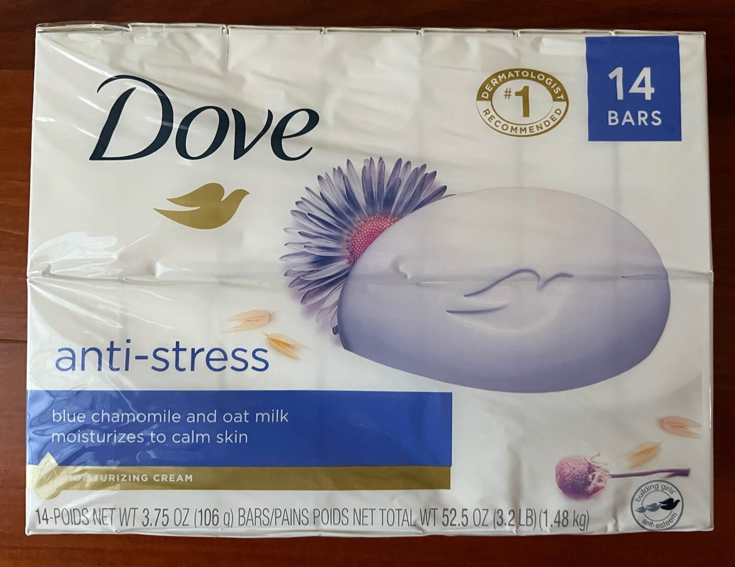 Dove Anti-Stress Blue Chamomile And Oat Milk 3.75 oz Bars (14 bars)