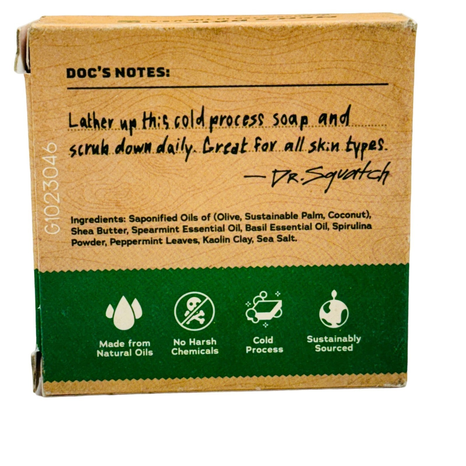 2x Dr. Squatch SPEARMINT BASIL All Natural 5oz Bar Soap for Men with Zero Grit,