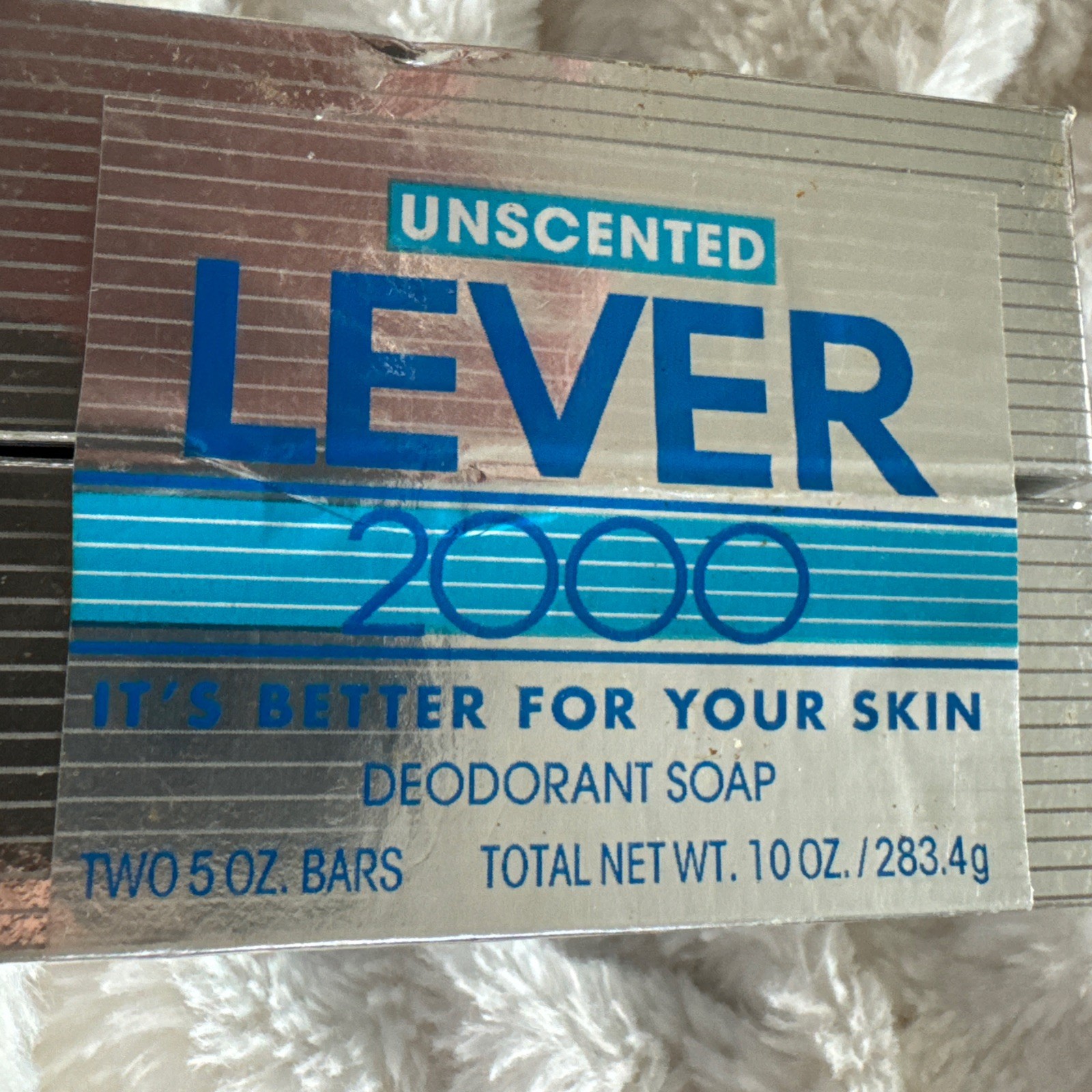 Vintage 1993 LEVER 2000 Unscented White Deodorant 2 Pack Bath Bar Soaps 5oz Each