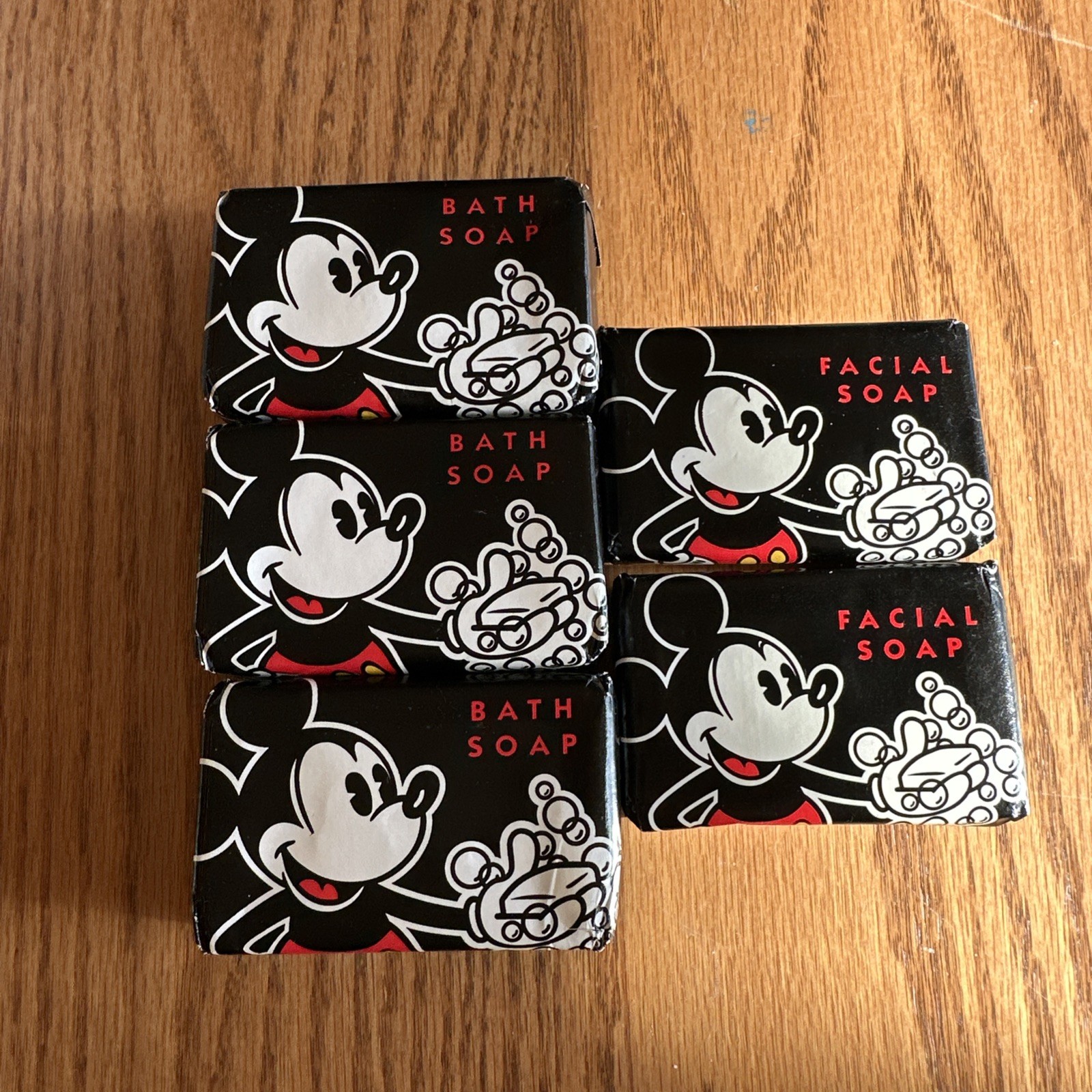LOT OF Five VINTAGE MICKEY MOUSE DISNEY RESORT SOAPS 3 BATH AND 2 FACIAL/TRAVEL