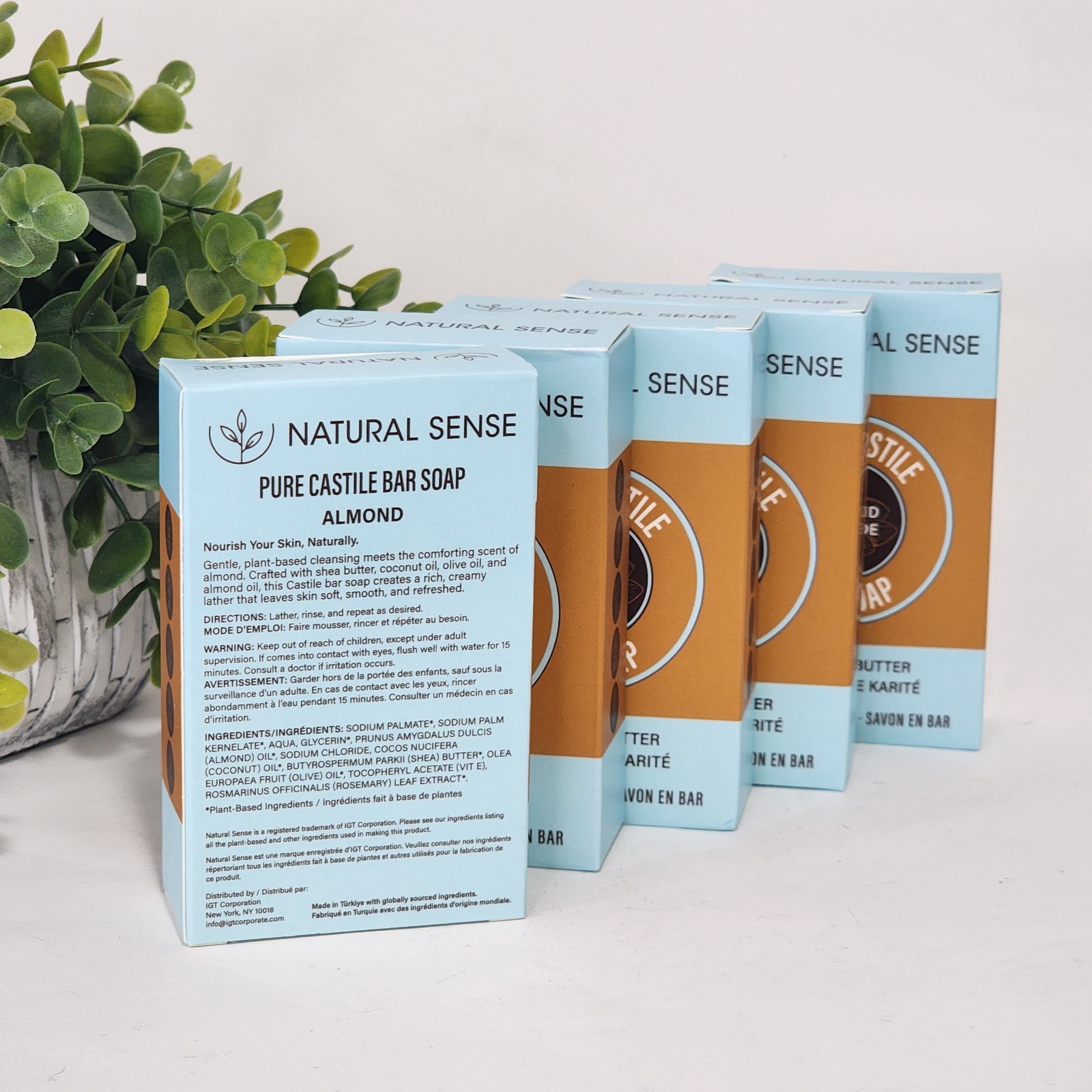 Natural Sense Pure Castile Almond Bar Soap Plant Based 5 oz (141g) ~ 5 Pack