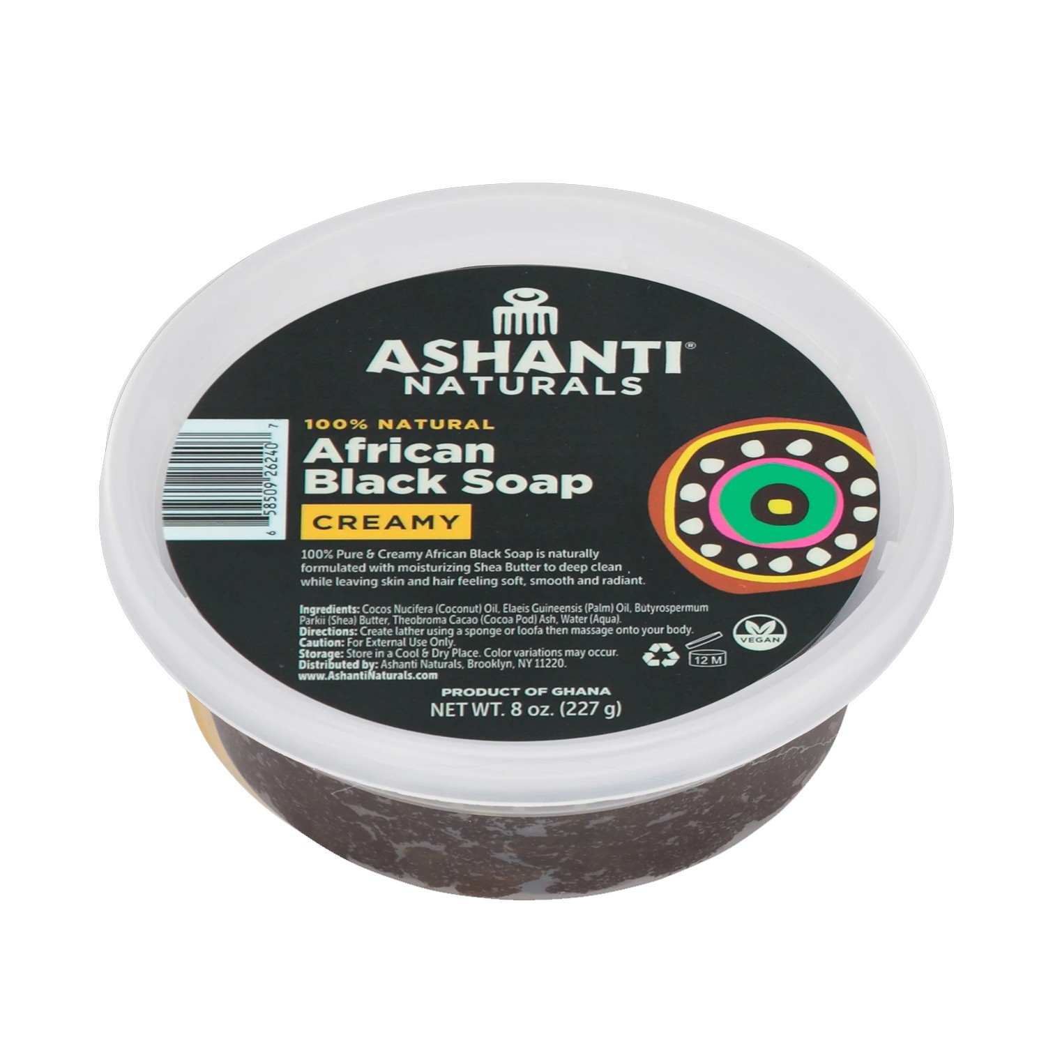 Ashanti Naturals African Black Soap Creamy 8 Oz|Case of 12