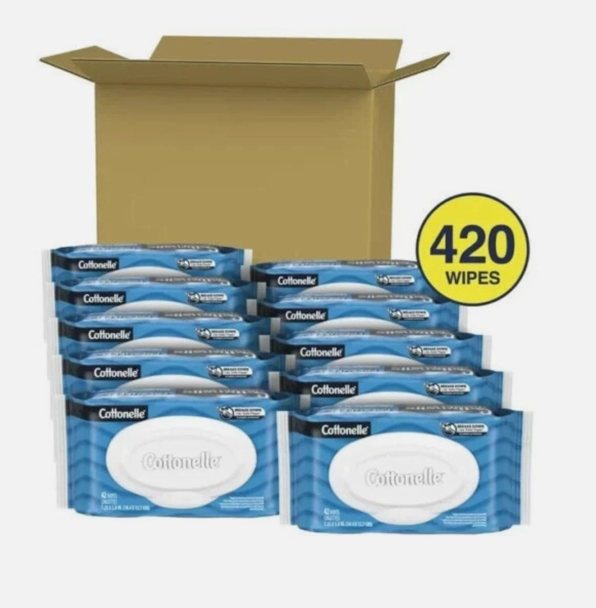 Cottonelle Fresh Care Flushable Wet Wipes 10 Flip-Top Packs (420 Total Wipes)
