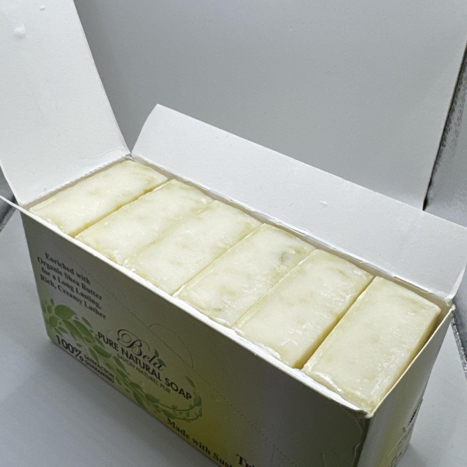 Bela PURE NATURAL SOAP Triple Milled Soap, 3.3oz, 6 Bars, NEW FREE SHIPPING!