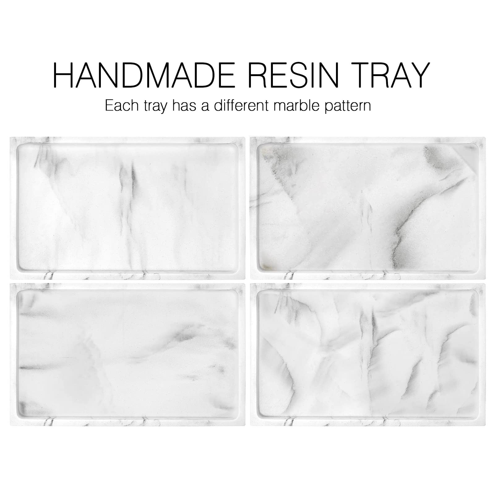 Luxspire Bathroom Vanity Tray, 10 x 6 inch Marble Bathroom Perfume Tray Dresser