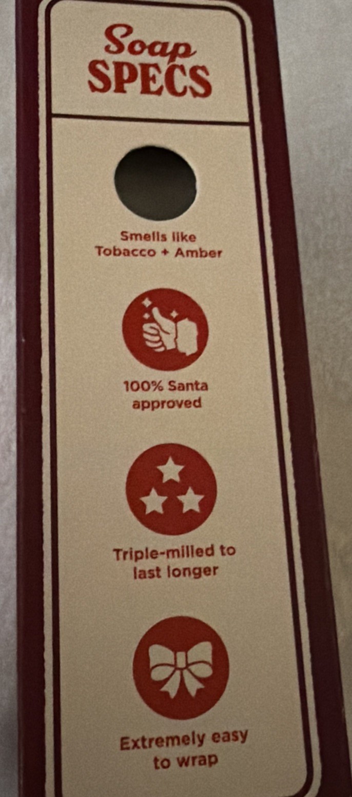 Duke Cannon Holiday Santa’s Pipe Smoke Tobacco Amber Scent Bar Soap 10 oz