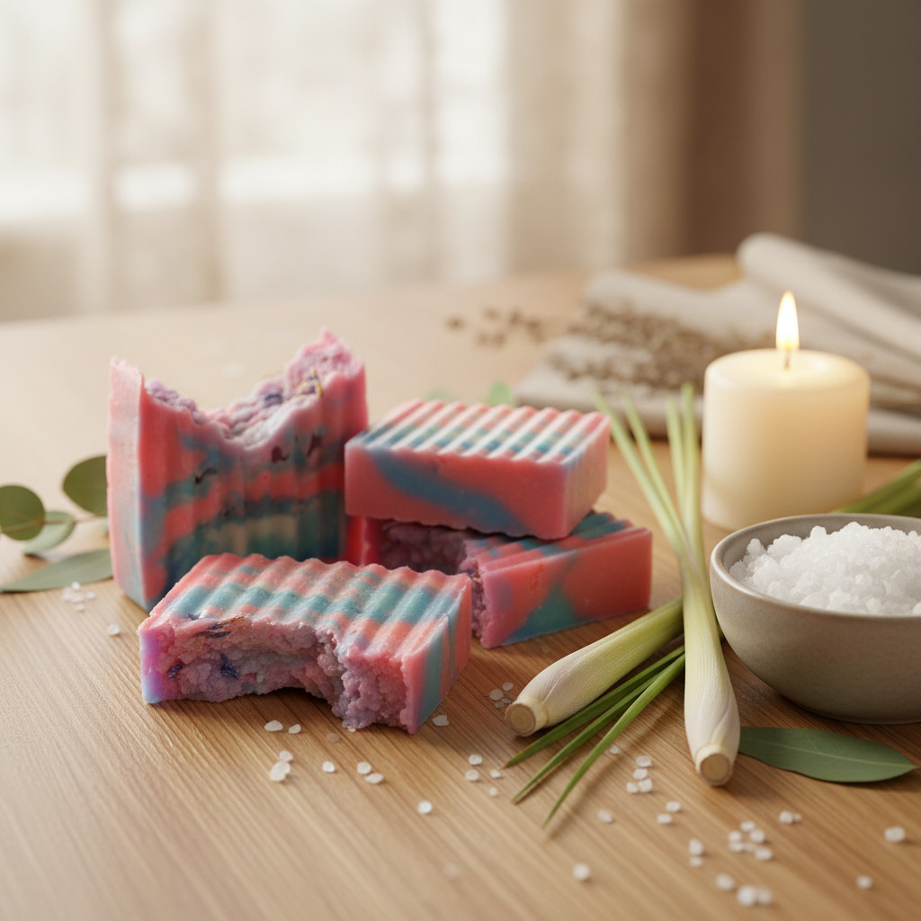 All-Natural Lemongrass Soap Made With Coconut Oil Mango Butter and Soybean Oil
