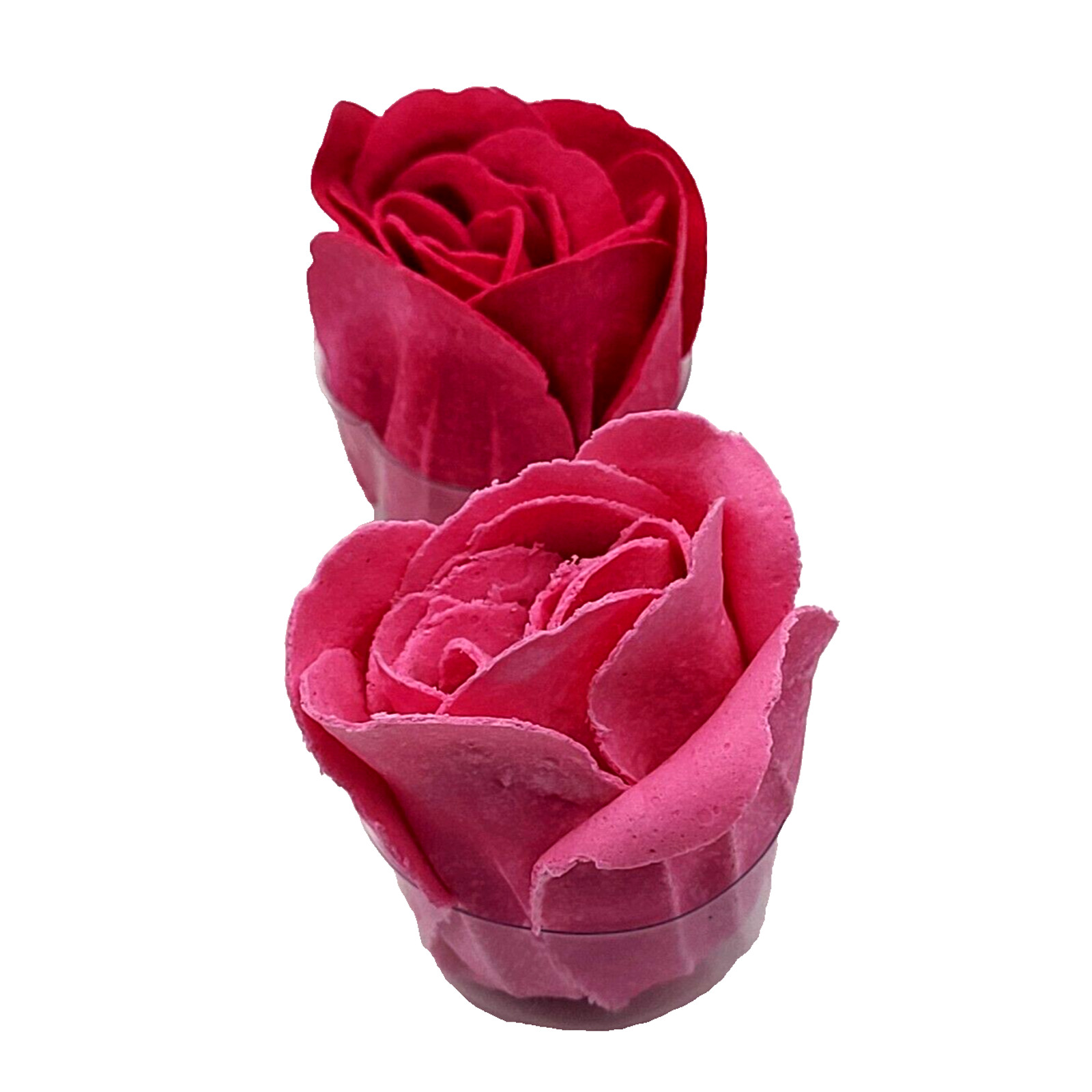 Vintage Handcrafted Delicate Pink Rose Petal Shaped Soap 2″ Set of 2 New Old YK