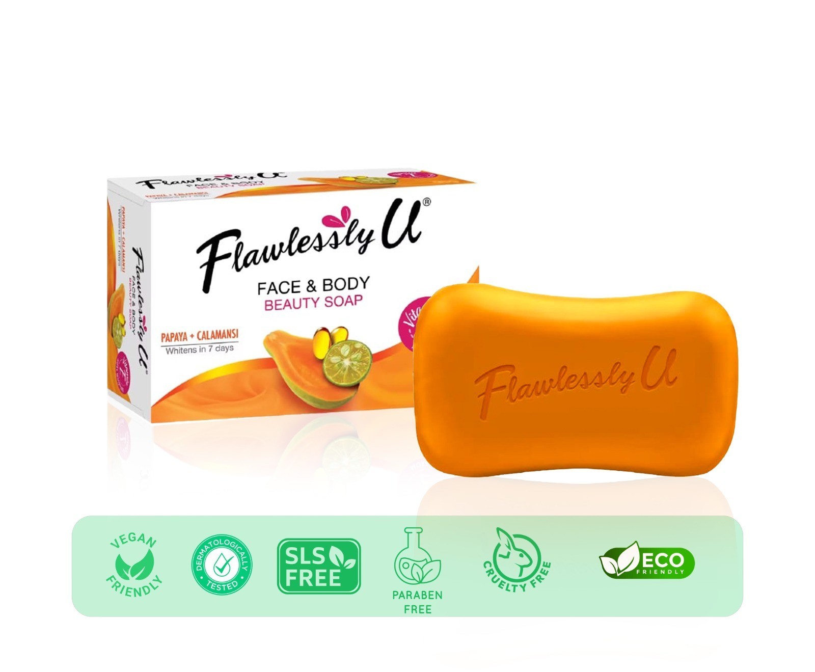 Flawlessly U face and body 2 in 1 beauty soap 125 with papaya/calamansi 125g