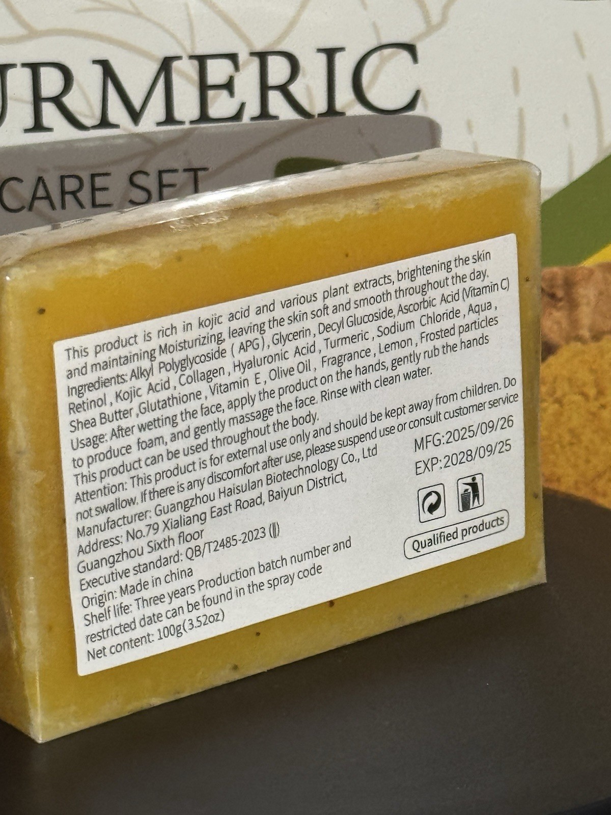 Socus Turmeric & Kojic Brightening Soap Bar 3.52oz Lemon Scent Moisturizing