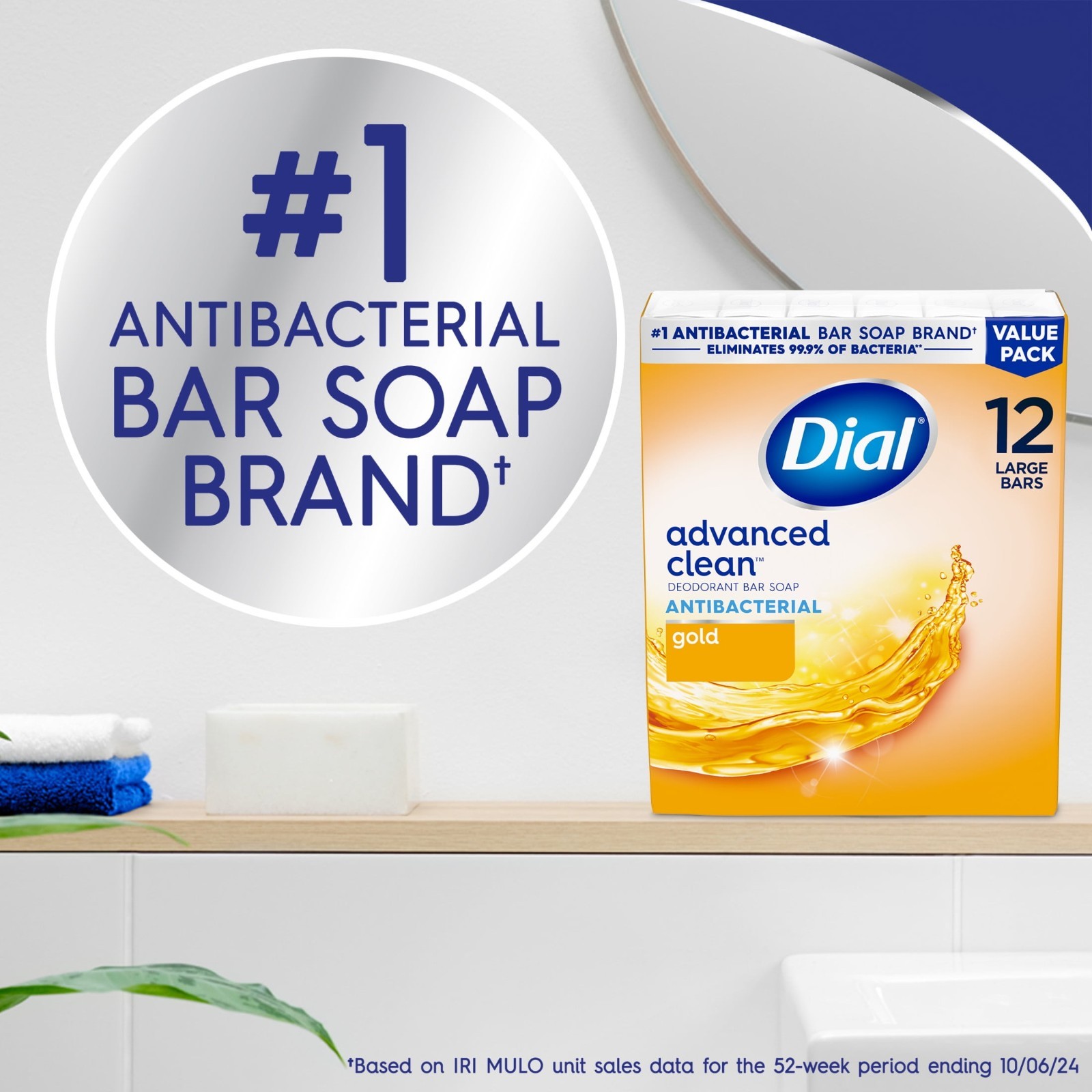 24PK Total Dial Gold Antibacterial Deodorant Bar Soap, 4 oz, 12 Bars, Deep Clean