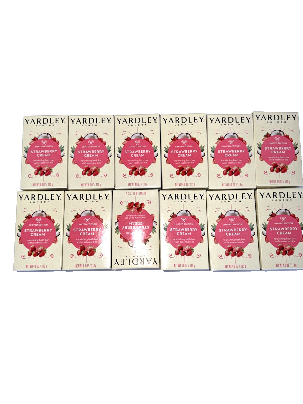 (12) Yardley London Limited Edition STRAWBERRY CREAM Bath Bar 4.0 lIMITED EDITIO