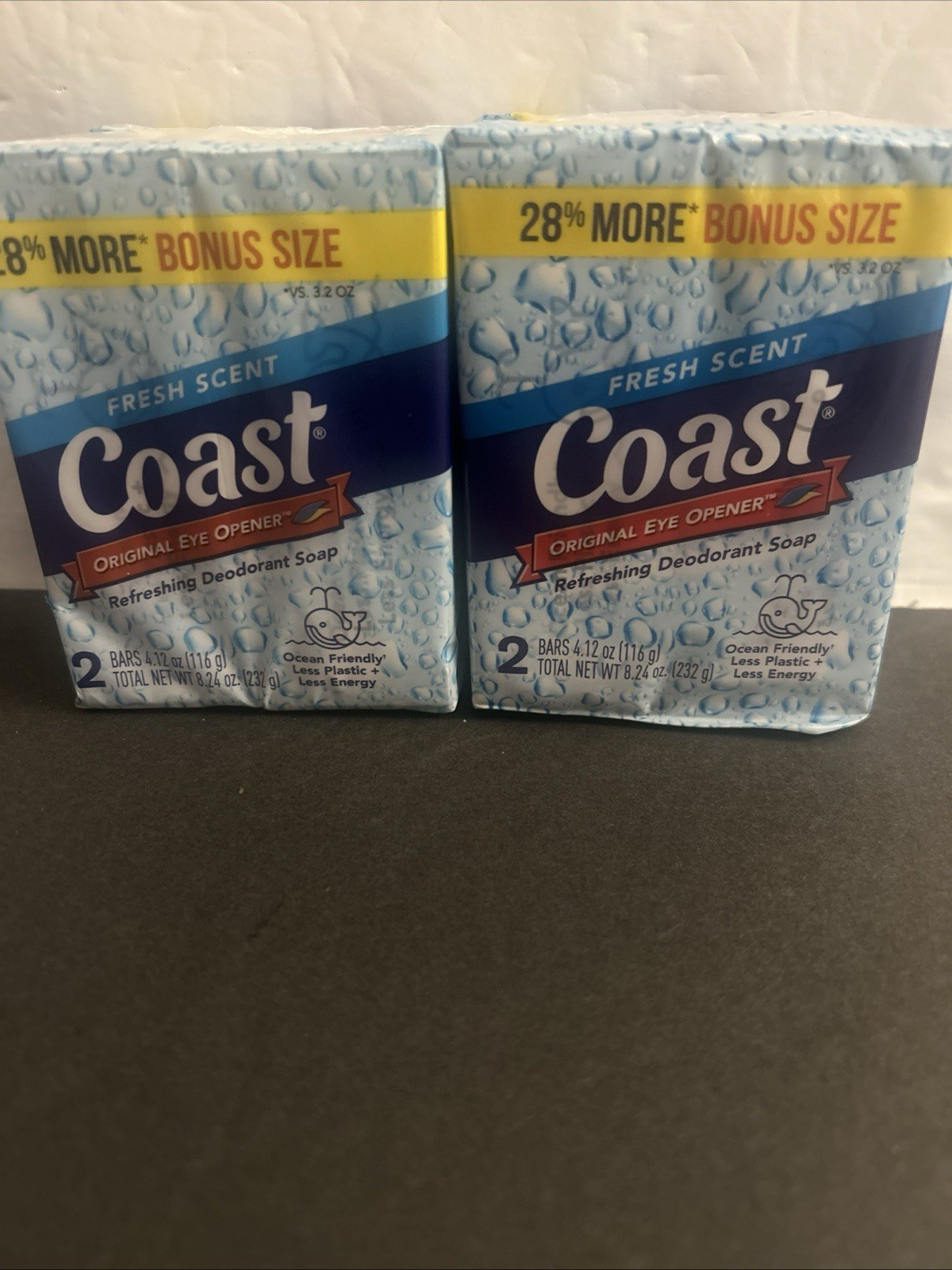 Pack of 2 Coast Deodorant Soap Bar Fresh Scent 4.12 oz Each Eye Opener