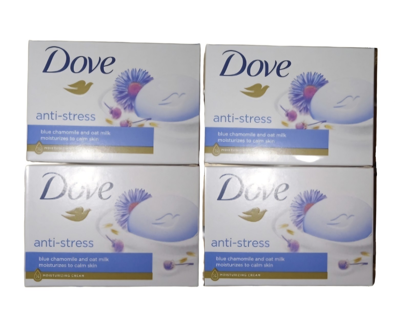 NEW! DOVE (4-BARS) 3.75 Oz (106g) ●ANTI-STRESS● Moisturizing Beauty Cream Bar🫧.