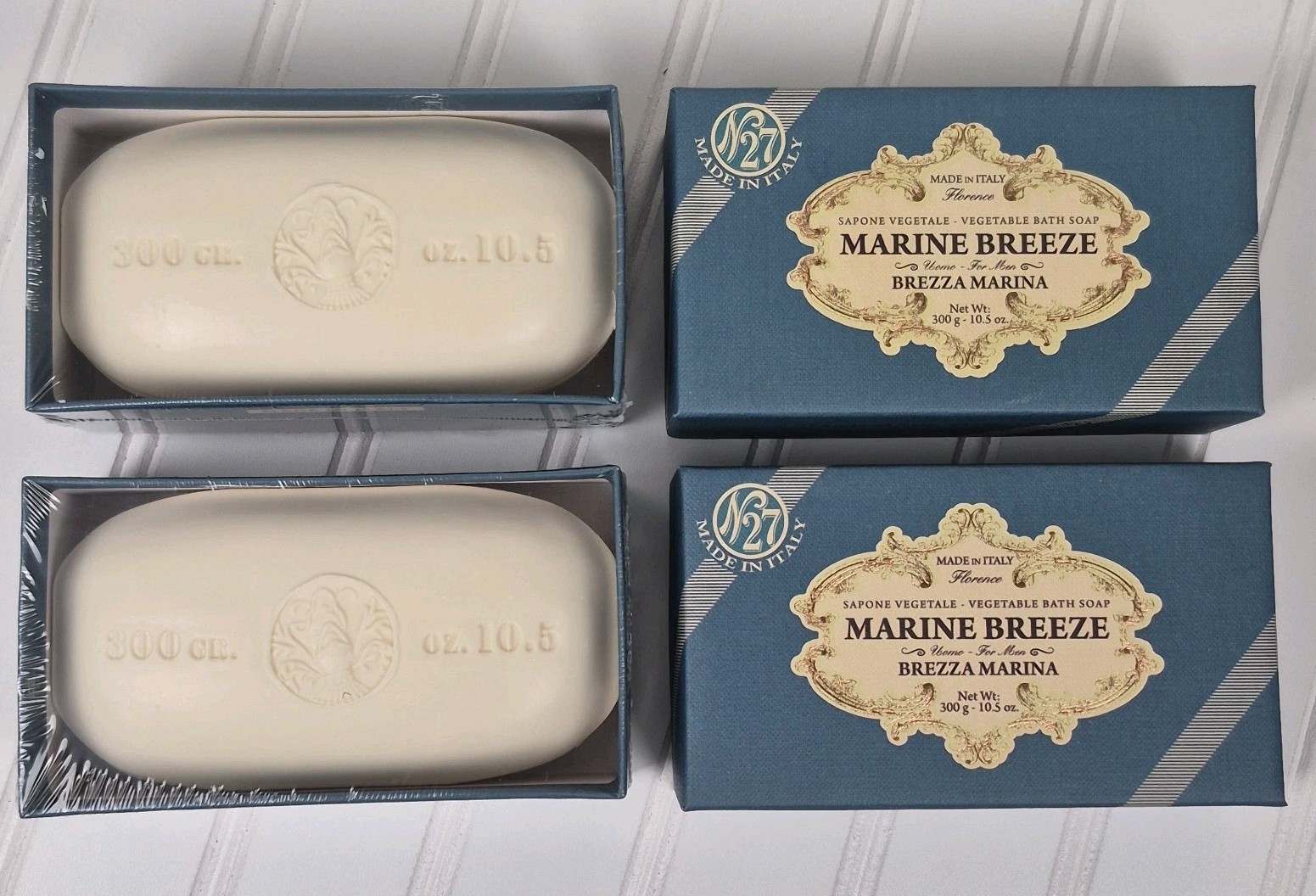 N°27 Saponerie Mario Fissi Marine Breeze Soap Italian Mens Bath Bar 300g 2 Pk