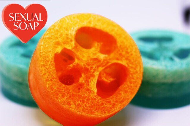 Mango Tangerine Loofah Soap 150g 5.5 oz Big Size Luffa Soap Tangerine Mango Soap