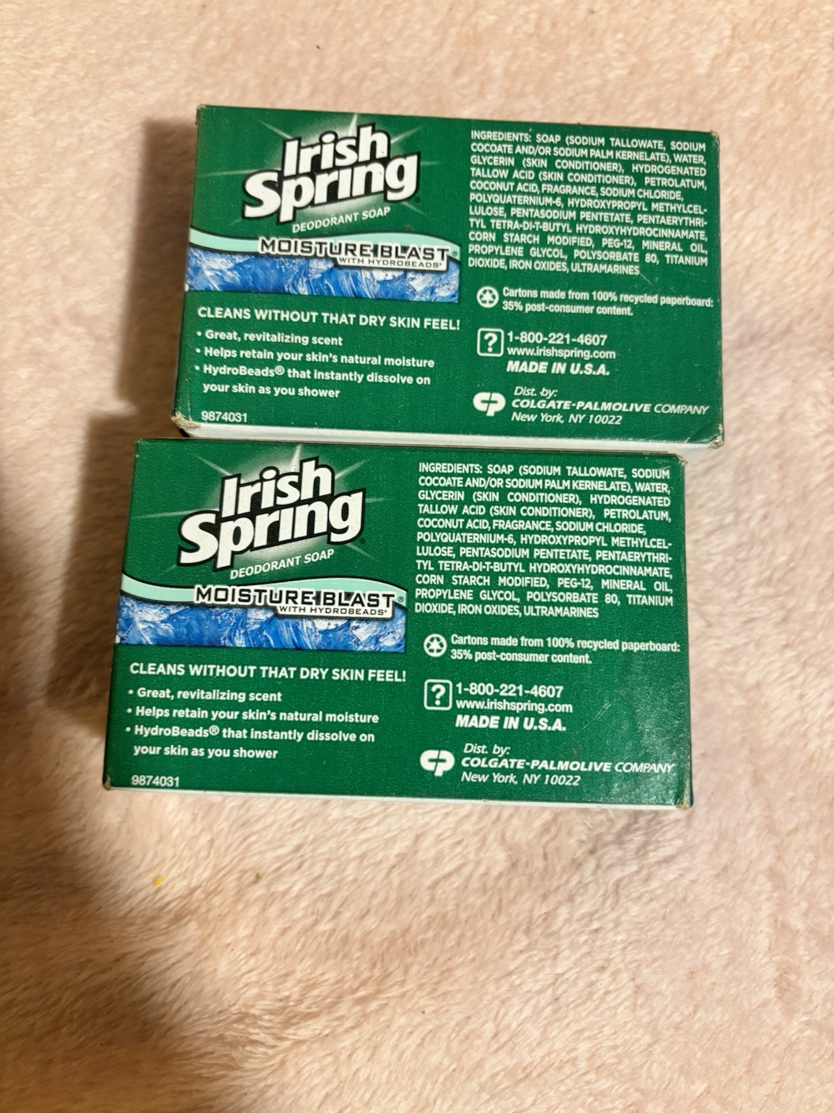 Irish Spring Moisture Blast Deodorant Soap Revitalizing Scent 2 Bars Vintage