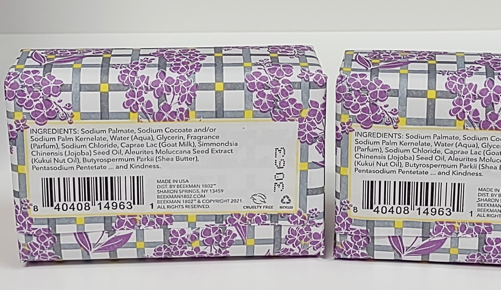 (2) Beekman 1802 Goat Milk Bar Soap LILAC DREAM 3.5 oz. Palm Size