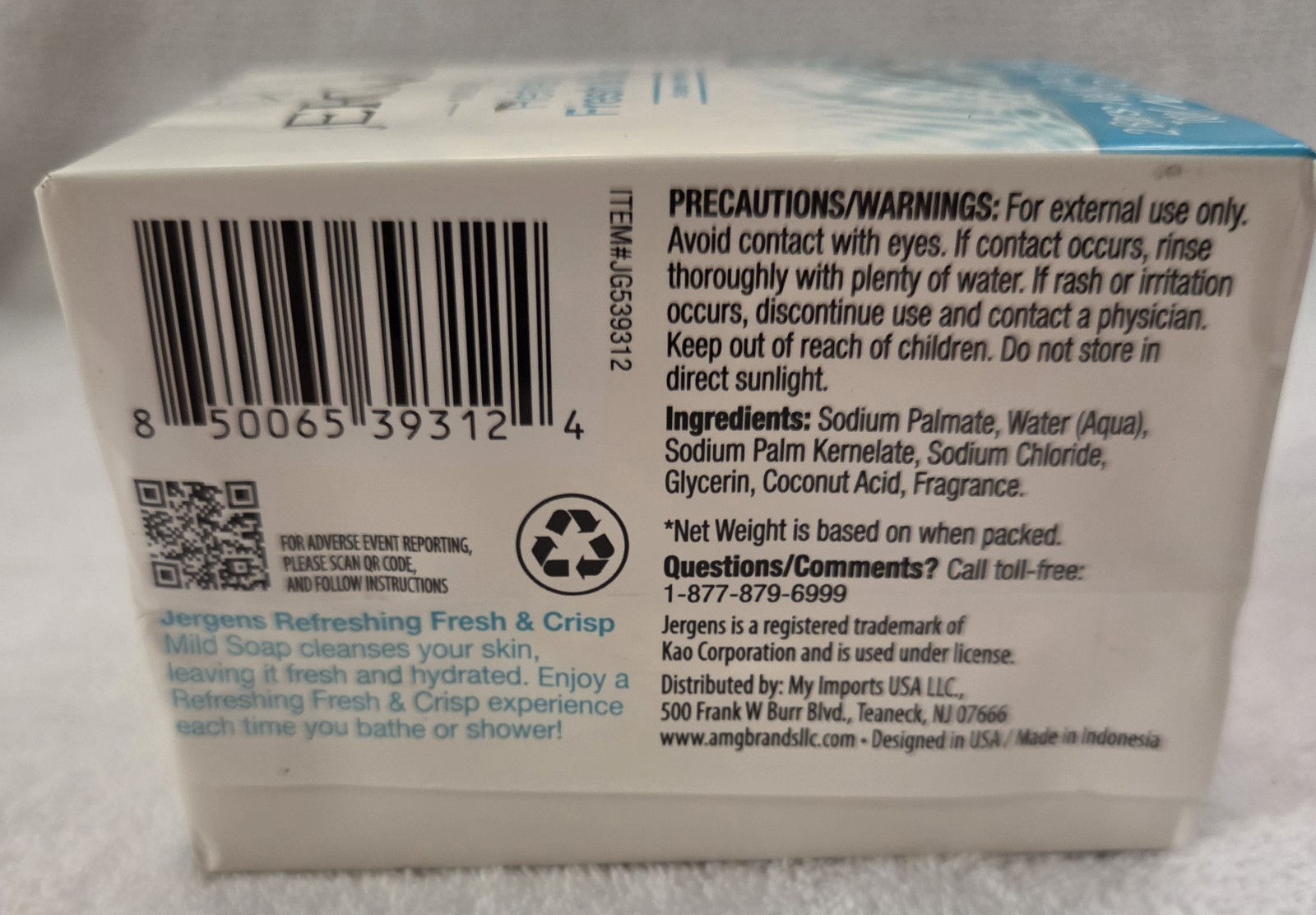 Lot Of 3 2pk Jergens Refreshing Fresh & Crisp Mild Soap 6 Bars~ 3oz/Each