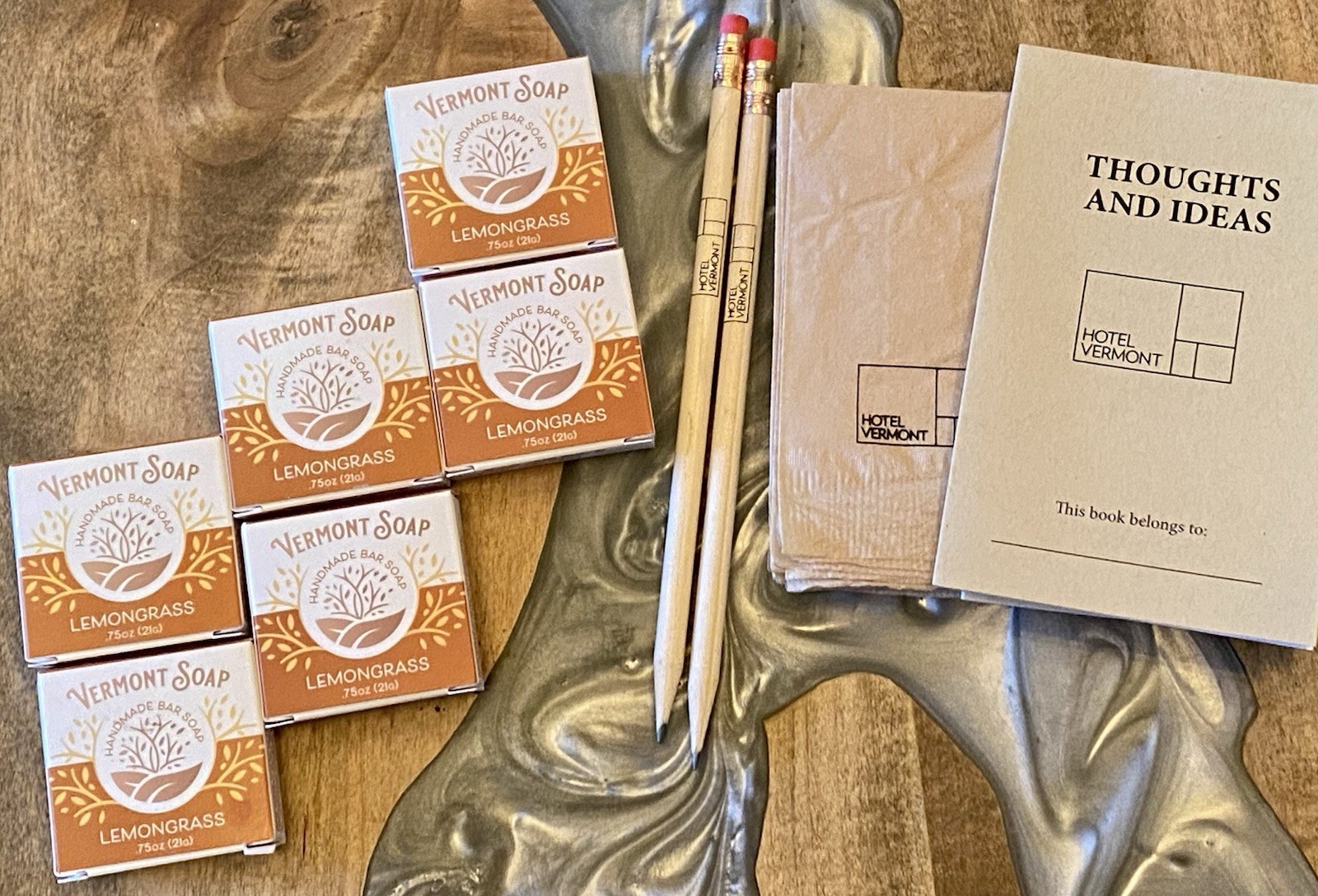 HANDMADE SOAP 6 Bars Hotel Vermont LEMON LEMONGRASS Botanical PENCIL PAPER New