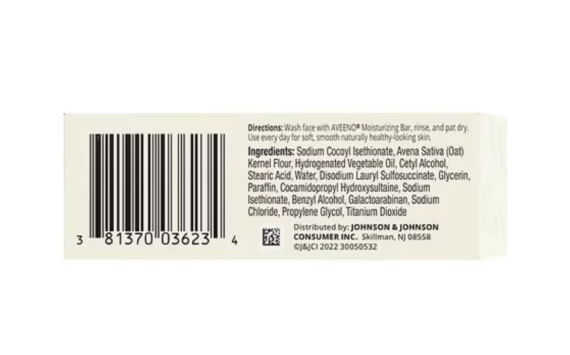2 Pack Aveeno Moisturizing Bar For Dry Skin 3.5Oz Each Dermatologist Recommended
