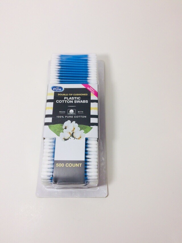 Cotton Swabs Double-Tip Cushioned 100% Pure Cotton-Blue, White, Pink 500ct-