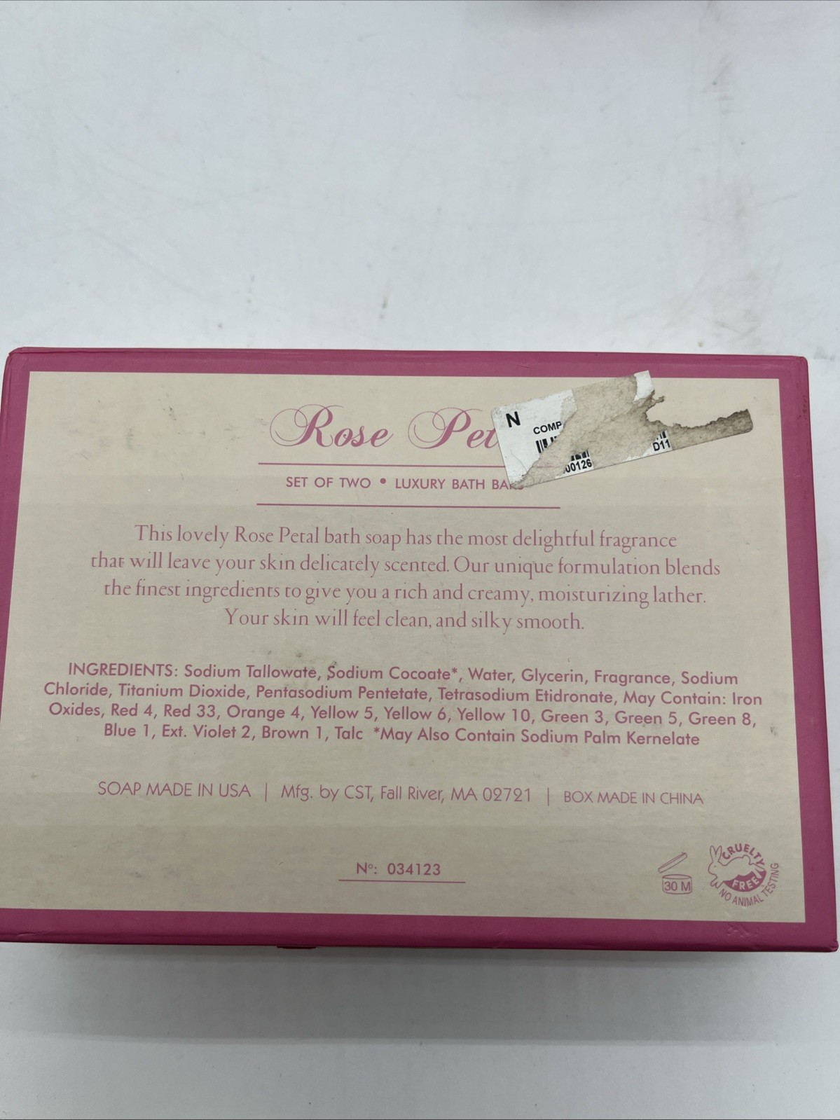 2 Rose Petal Scented Luxury Bath Bars 5.3 Oz Each 10.6 Oz Total