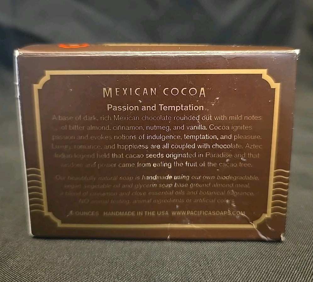 Pacifica MEXICAN COCOA Natural Bar SOAP 6oz/170g NEW in BOX DISCONTINUED RARE