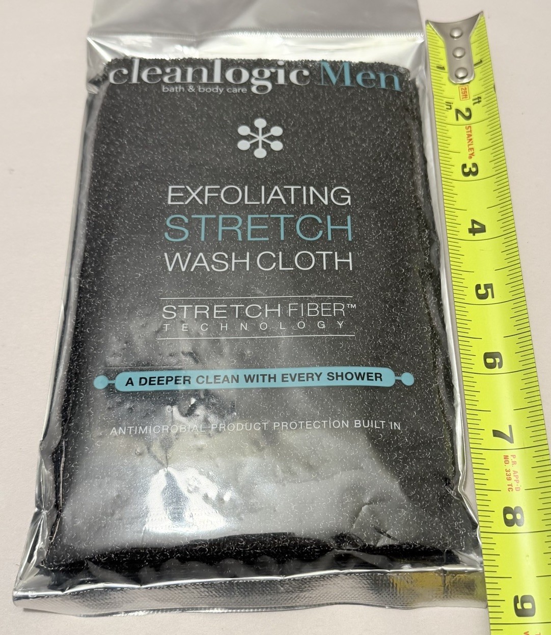 Clean Logic Detox Charcoal Purifying Stretch Wash Cloth BLACK 1 Count Shower Spa