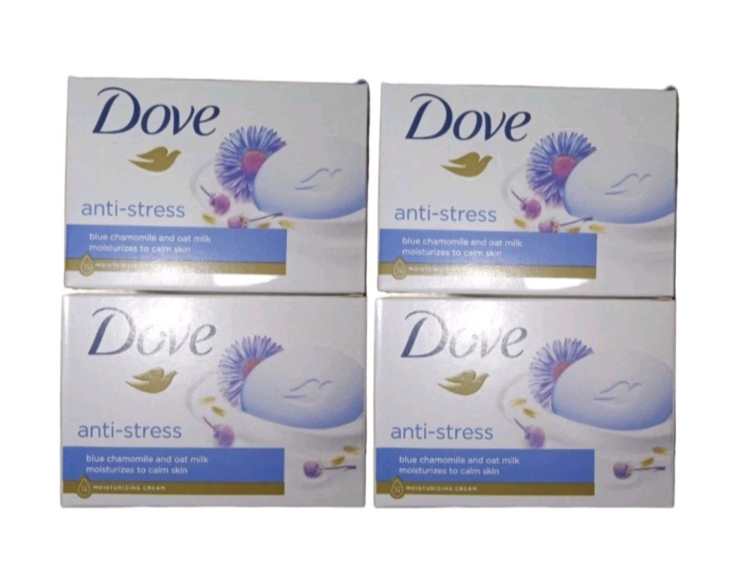 NEW! DOVE (4-BARS) 3.75 Oz (106g) ●ANTI-STRESS● Moisturizing Beauty Cream Bar🫧.