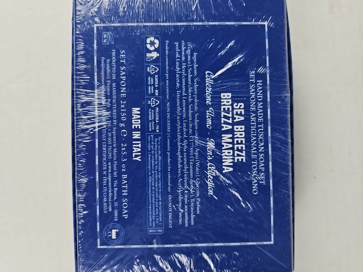 2-Pack Saponificio ~ Sea Breeze Bath Soap Set 2 Bars 5.3 oz Each (B)