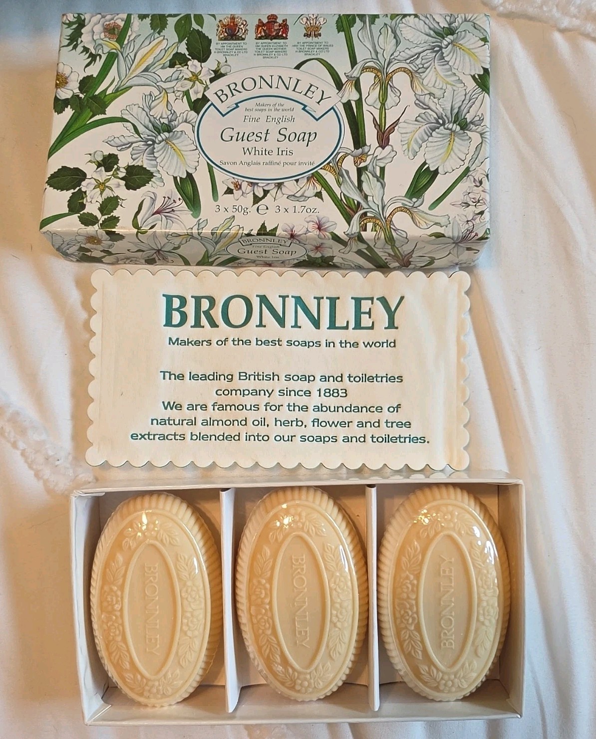 Bronnley Guest Soap Multipack White Iris Scent 3 x 50g (1.7 oz)