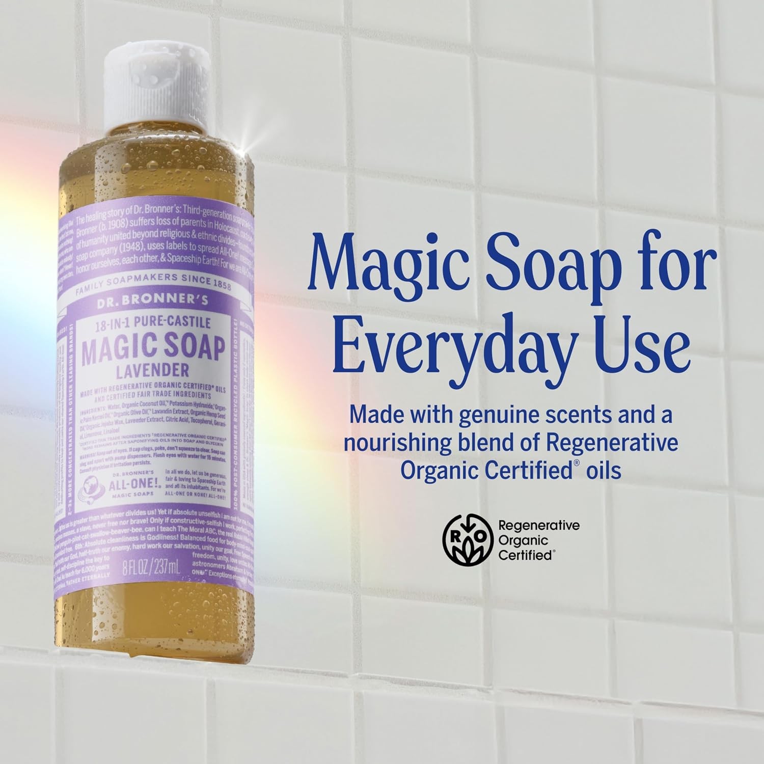 Dr. Bronner’s – Pure-Castile Liquid Soap (Lavender, 8 ounce) – Made with Organi