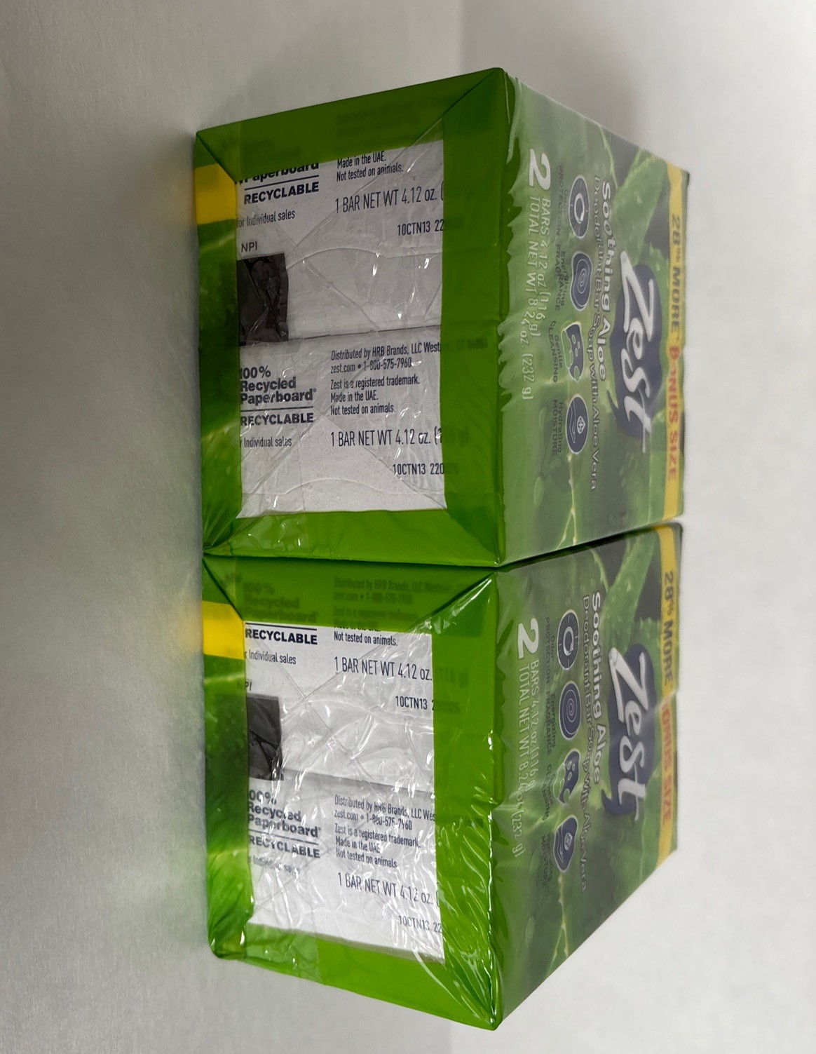 ZEST ALOE LOT 4 BARS 4.12 Oz Each BONUS Size Soothing Aloe Vera Deodorant Soap