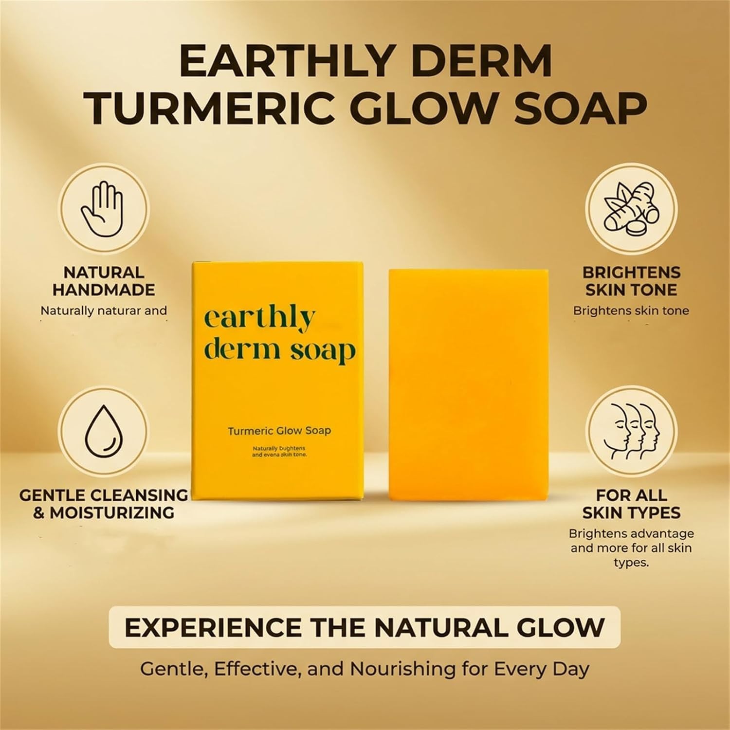 Turmeric Glow Soap, Handmade Turmeric Cleansing Soap, Body Skin Care Handmade So