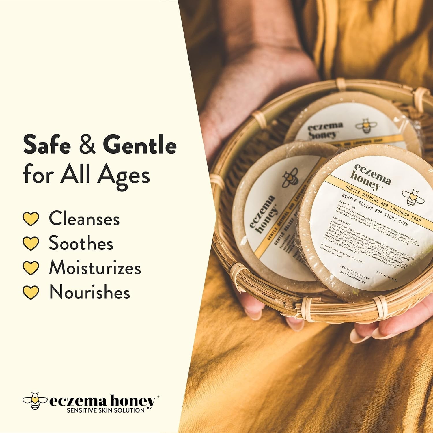 Gentle Oatmeal & Lavender Soap – Natural Eczema Relief for Sensitive Skin 3.3 Oz
