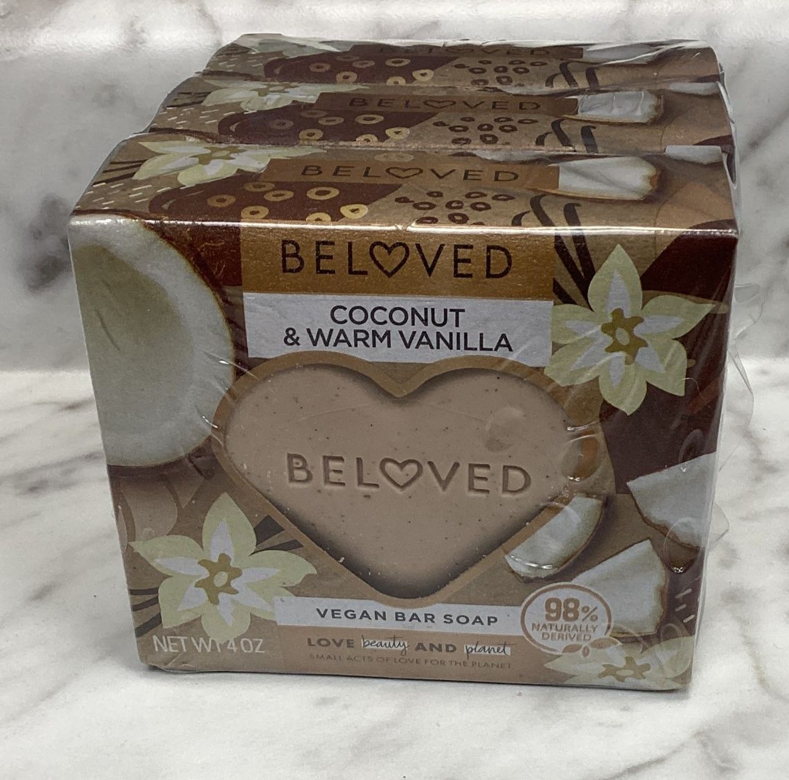 Beloved Heart Shaped Vegan Bar Soap Coconut & Warm Vanilla – 3 Pack