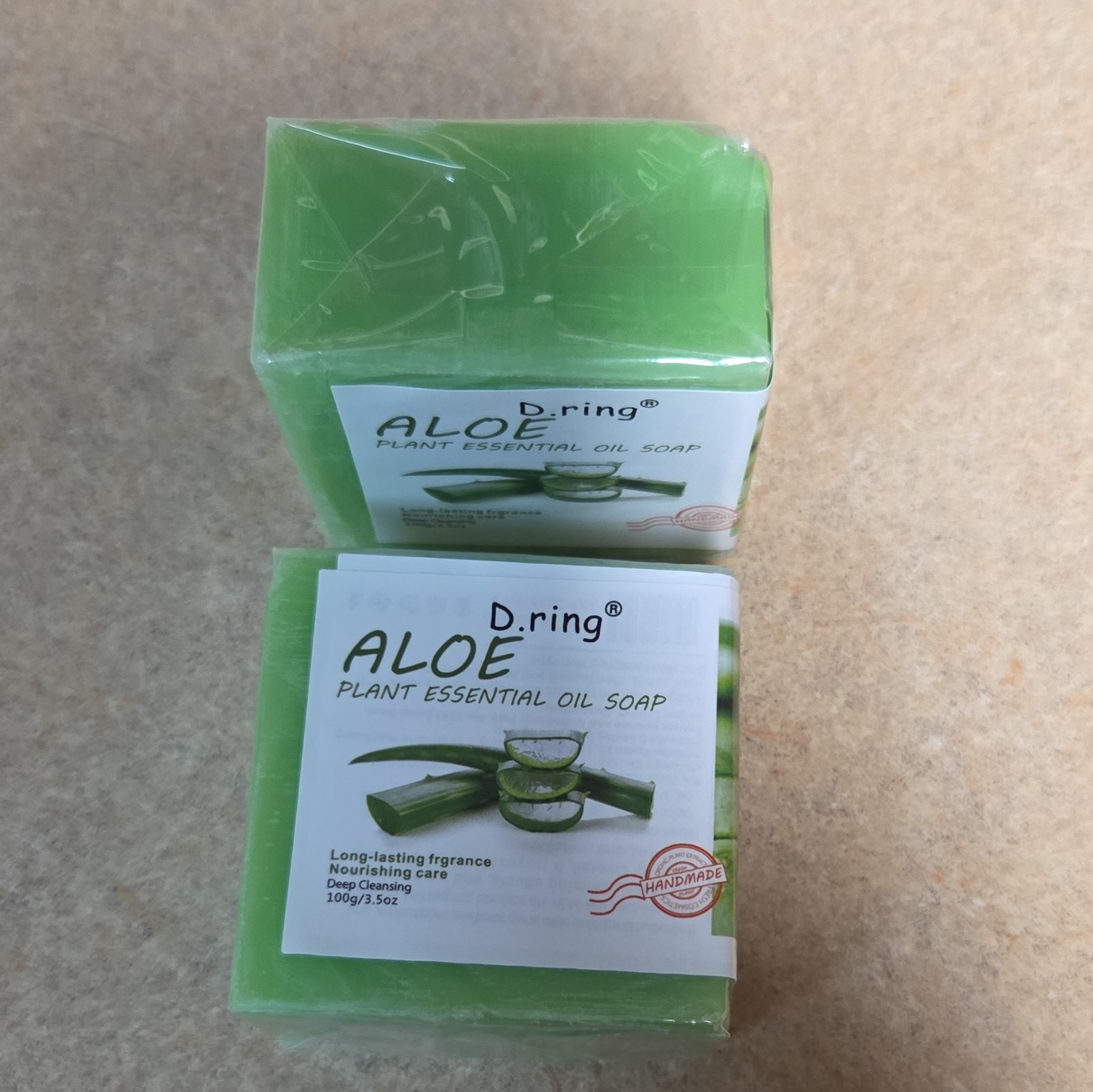D.ring Aloe Handmade Plant Essential Oil Soap Green Bar 100g/3.5oz (2 Bars)