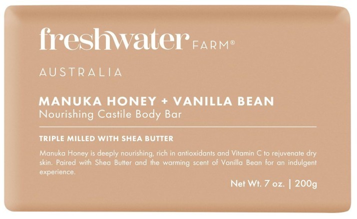 LOT OF 5! Freshwater Farm Australia Castile Bars Manuka Honey/ Vanilla Bean
